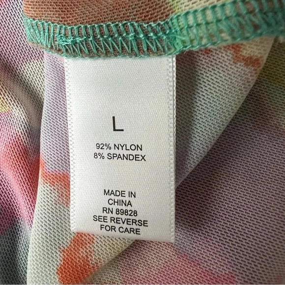 LOGO Layers Lori Goldstein Watercolor Printed Mesh Cardigan Aqua pastel tie dye - Picture 11 of 12